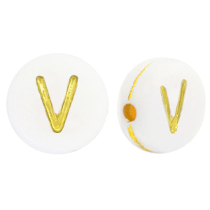Acryl letterkralen V White-gold