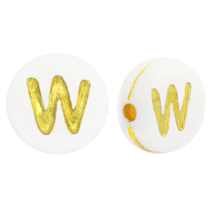 Acryl letterkralen W White-gold