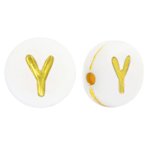 Acryl letterkralen Y White-gold