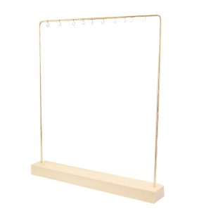 Sieraden display voor kettingen met houten voet Natural-gold