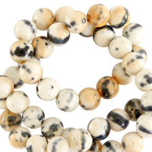 6 mm kralen natuursteen rond Beige-black
