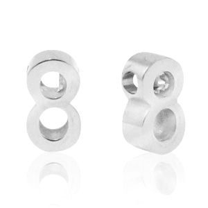 Kralen van Stainless steel Roestvrij staal (RVS) kralen cijfer 8 Zilver
