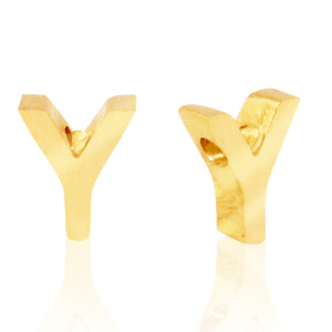 Kralen van Stainless steel Roestvrij staal (RVS) kralen letter Y Goud