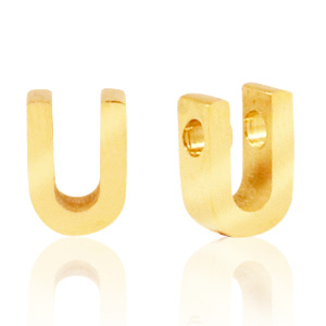 Kralen van Stainless steel Roestvrij staal (RVS) kralen letter U Goud