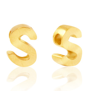 Kralen van Stainless steel Roestvrij staal (RVS) kralen letter S Goud