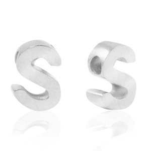 Kralen van Stainless steel Roestvrij staal (RVS) kralen letter S Zilver