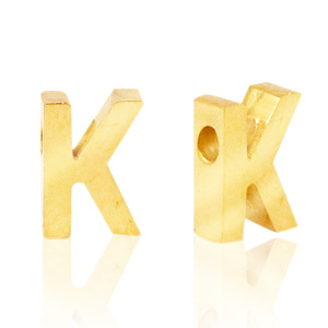 Kralen van Stainless steel Roestvrij staal (RVS) kralen letter K Goud