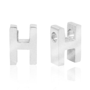 Kralen van Stainless steel Roestvrij staal (RVS) kralen letter H Zilver