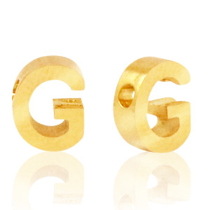 Kralen van Stainless steel Roestvrij staal (RVS) kralen letter G Goud