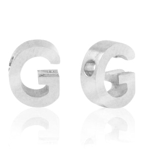Kralen van Stainless steel Roestvrij staal (RVS) kralen letter G Zilver