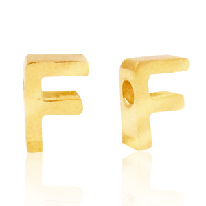 Kralen van Stainless steel Roestvrij staal (RVS) kralen letter F Goud