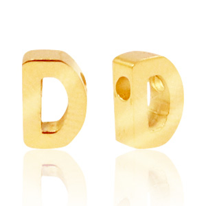 Kralen van Stainless steel Roestvrij staal (RVS) kralen letter D Goud