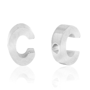 Kralen van Stainless steel Roestvrij staal (RVS) kralen letter C Zilver