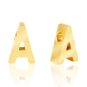 Kralen van Stainless steel Roestvrij staal (RVS) kralen letter A Goud