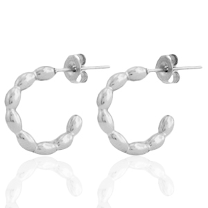 Oorbellen van Stainless steel Roestvrij staal (RVS) oorstekers creolen Zilver