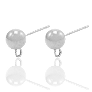 Oorbellen van Stainless steel Roestvrij staal (RVS) met oog Zilver