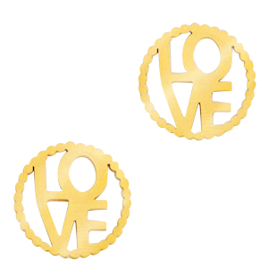 Bedels van Stainless steel Roestvrij staal (RVS) tussenstuk "LOVE" Goud