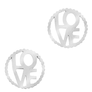 Bedels van Stainless steel Roestvrij staal (RVS) tussenstuk "LOVE" Zilver