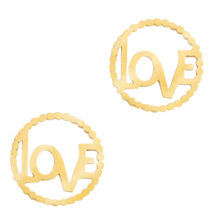 Bedels van Stainless steel Roestvrij staal (RVS) tussenstuk "LOVE" Goud