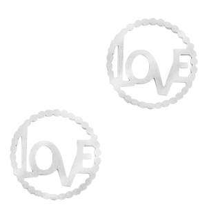 Bedels van Stainless steel Roestvrij staal (RVS) tussenstuk "LOVE" Zilver