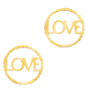 Bedels van Stainless steel Roestvrij staal (RVS) tussenstuk "LOVE" Goud