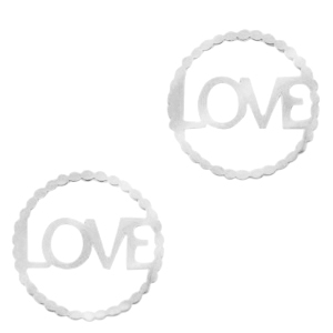 Bedels van Stainless steel Roestvrij staal (RVS) tussenstuk "LOVE" Zilver