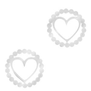 Bedels van Stainless steel Roestvrij staal (RVS) tussenstuk heart Zilver