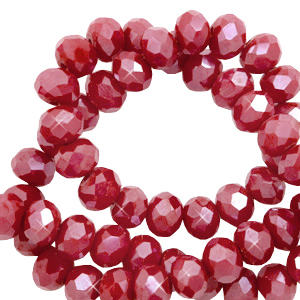 Facet kralen top quality disc 6x4 mm Garnet red-pearl shine coating