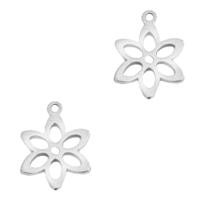 Bedels van Stainless steel Roestvrij staal (RVS) bloem Zilver