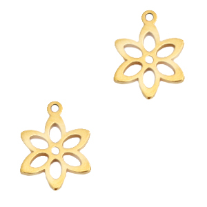 Bedels van Stainless steel Roestvrij staal (RVS) bloem Goud