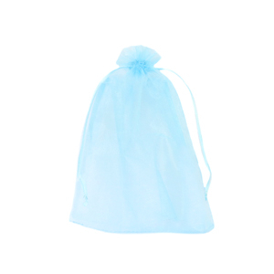 Organza sieradenzakje 9x12cm Light turquoise blue