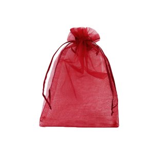 Organza sieradenzakje 9x12cm Cherry pink