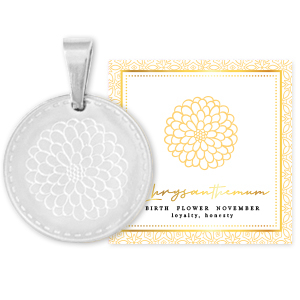 Mix & Match bedels van Stainless steel Roestvrij staal (RVS) 15mm Birth flower November-Chrysant Zilver