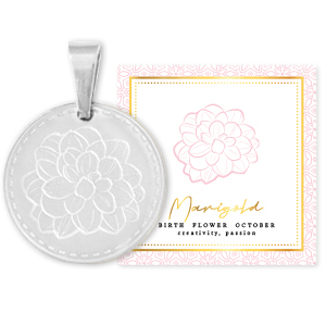 Mix & Match bedels van Stainless steel Roestvrij staal (RVS) 15mm Birth flower October-Marigold Zilver