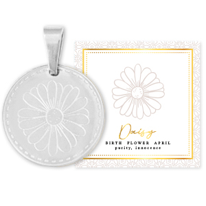 Mix & Match bedels van Stainless steel Roestvrij staal (RVS) 15mm Birth flower April-Daisy Zilver