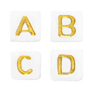 Acryl letterkralen mix Wit-goud