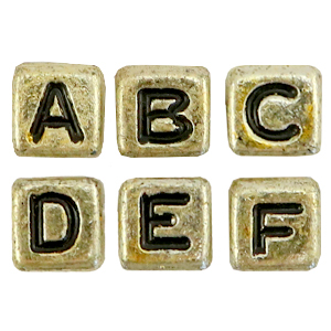 Acryl letterkralen mix Gold-black