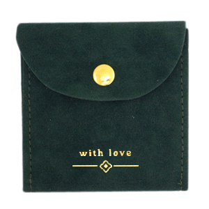 Sieradenzakje "with love" Dark green-gold