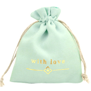 Sieradenzakje "with love" Mint green-gold