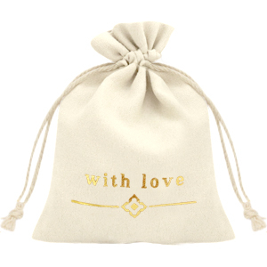 Sieradenzakje "with love" Off white-gold