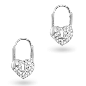 Zirkonia heart oorbellen Silver