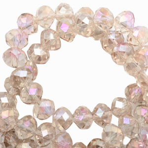 Facet kralen top quality disc 6x4 mm Champagne-diamond shine coating