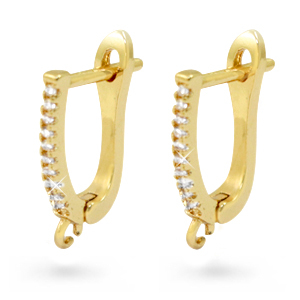 Zirkonia creolen met oogje oval Gold