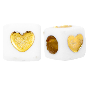 Acryl letterkralen heart White-gold