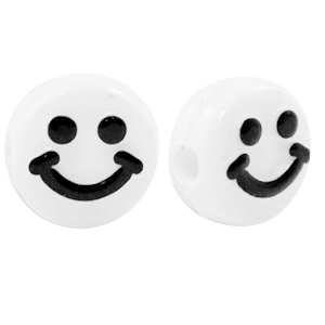 Acryl letterkralen smiley White-black