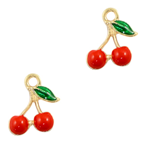 Basic quality metaal bedel cherries Goud-rood