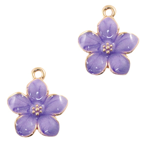 Basic quality metaal bedel flower Goud-paars