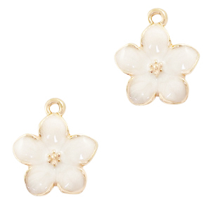 Basic quality metaal bedel flower Goud-wit