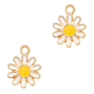 Basic quality metaal bedel flower Goud-wit