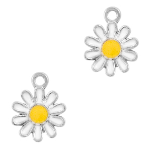 Basic quality metaal bedel flower Zilver-wit